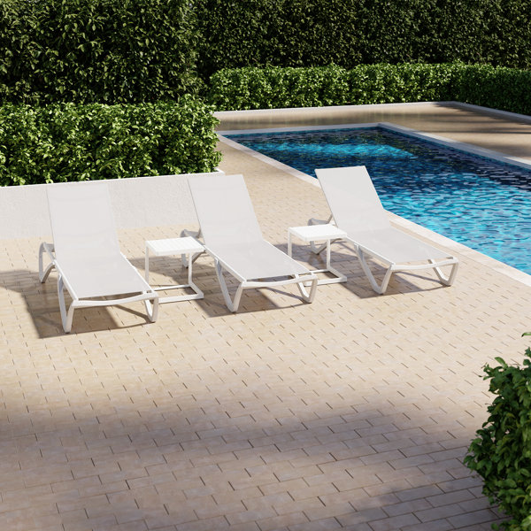 Source Furniture Wave 5 Piece Outdoor Molded Resin Frame Chaise Lounge